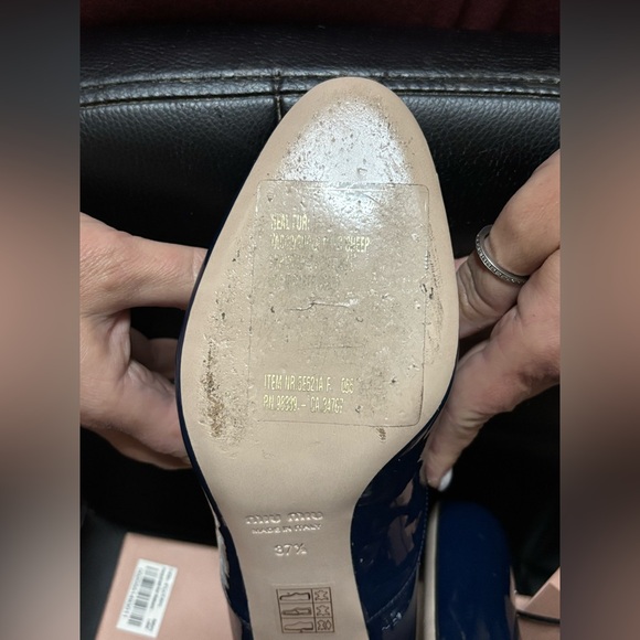 Pre Owned! Miu Miu Womens Calzature Donna Leather Heels With Fur On Heel 37.5 - Picture 7 of 9